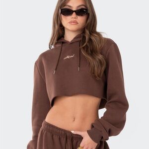 COPY - edikted brown cropped hoodie